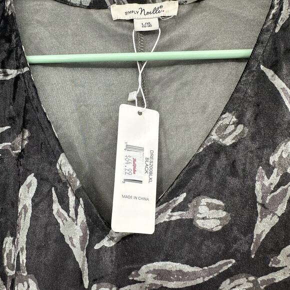 Simply Noelle Size L XL Dress Gray Tulip Crushed Velvet Long Sleeve V Neck NWT - Picture 6 of 7